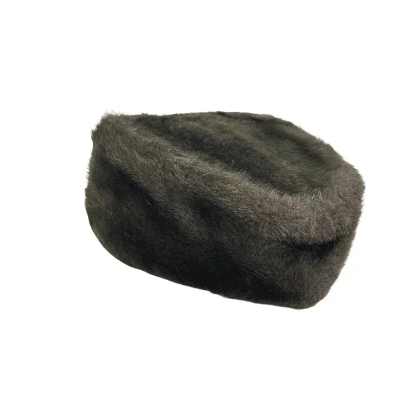 Vtg 50's 60's‎ pillbox style faux fur hat brown Jackie Kennedy Facinator - Picture 2 of 5